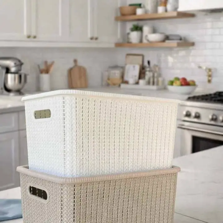 Canasto Organizador Plástico Tipo Rattan – 20 Litros