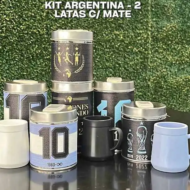 Kit 2 latas yerba/azúcar + mate mundial
