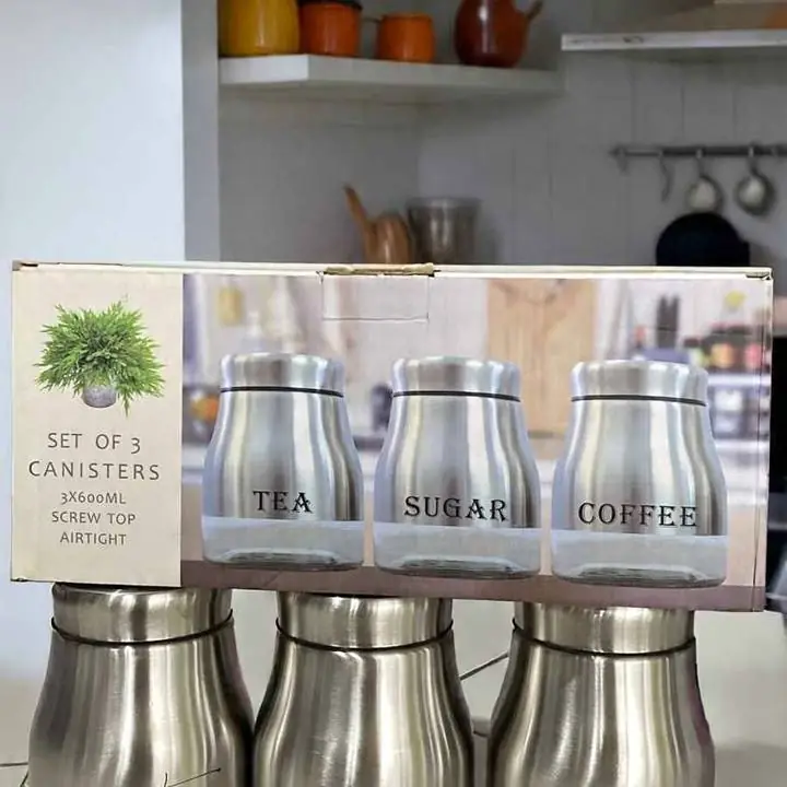 Set de Frascos Acero/Vidrio x3 Elegancia y orden para tu cocina