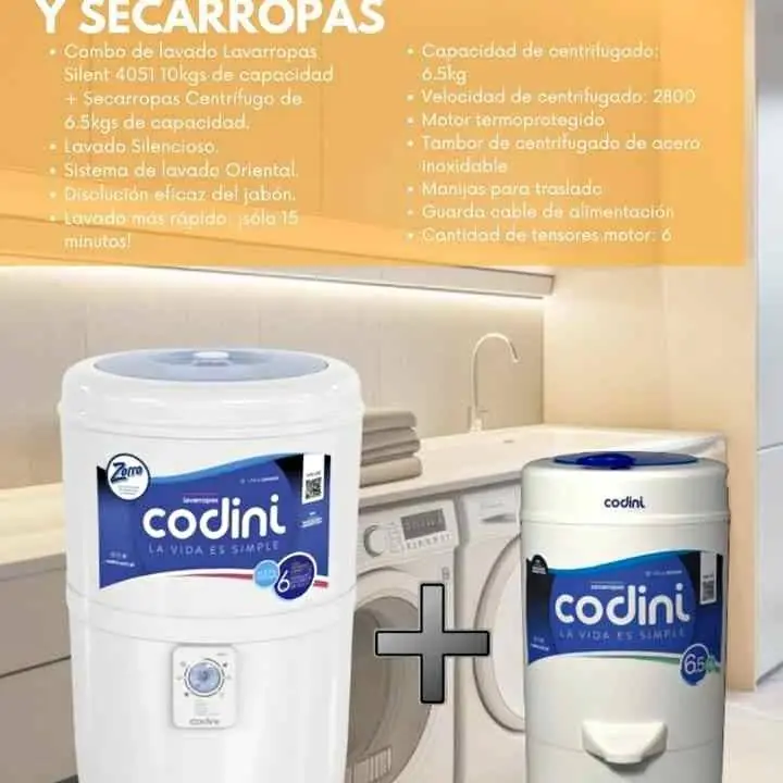 Combo Codini lavarropa + seca ropa