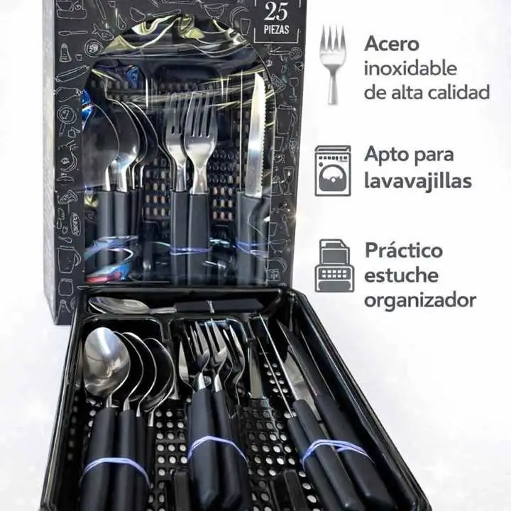 Set de Cubiertos 25 Piezas Ideal para tu cocina o renovar tu mesa