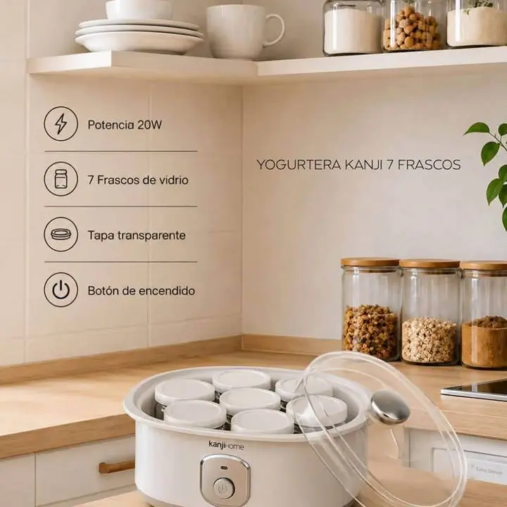 Yogurtera Kanji 7 FRASCOS 20 W 7 frascos de vidrio