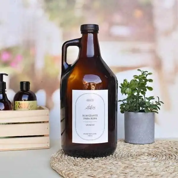 Botellon de vidrio growler hogar 1.9 litros tapa a rosca