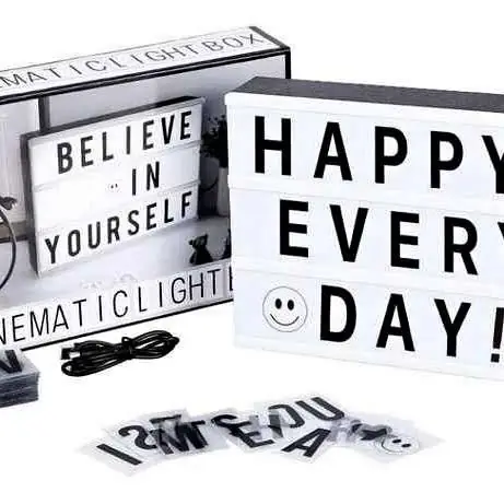 Cartel led pizarra Lightbox usd letras y números (color blanco)