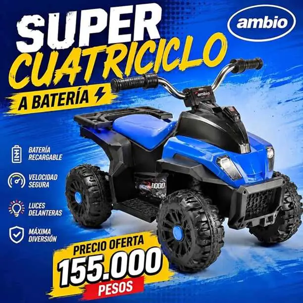 Cuatriciclo eléctrico con música y luces