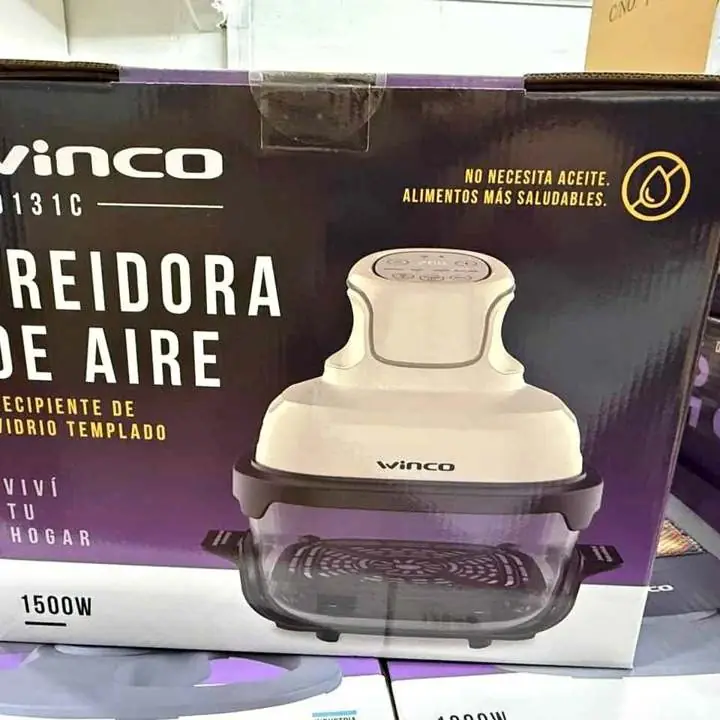 Freidora de aire de vidrio blanco y negro