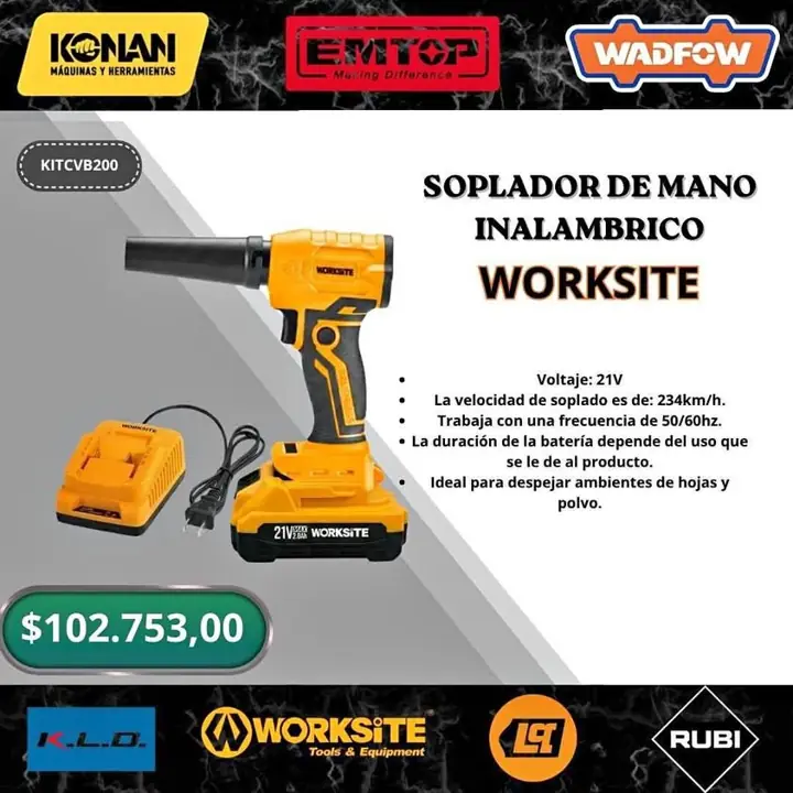 Soplador de mano 21v worksite
