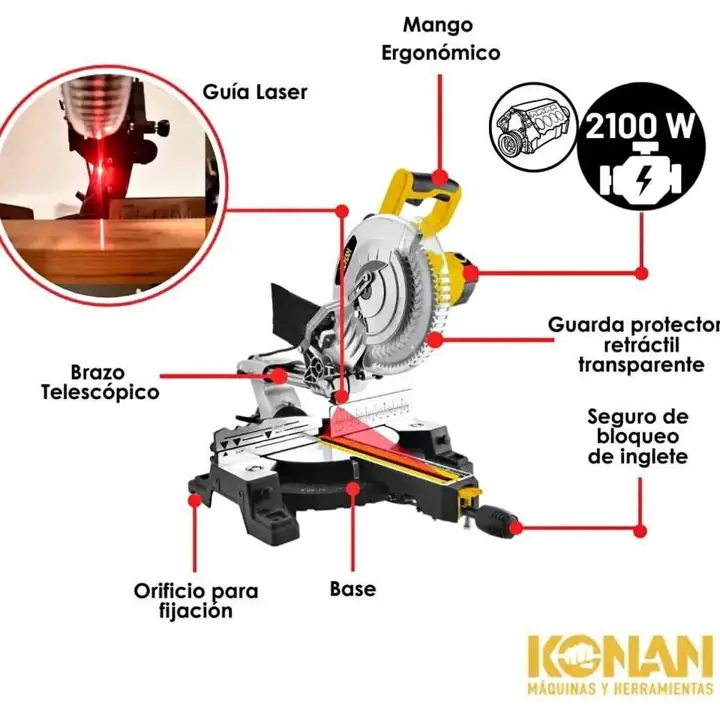 Sierra Ingletadora Telescopica 2100 W Konan $415.000 ef / $421.348 mp