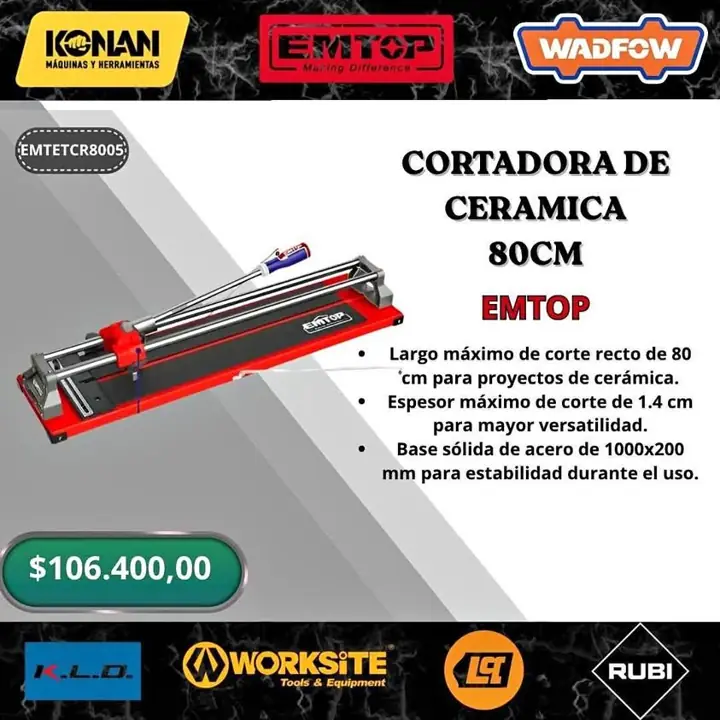 Cortadora de cerámica 80cm emtop