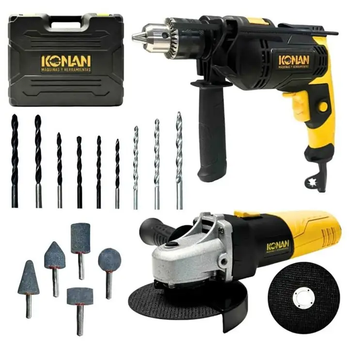 Combo Taladro 750W + Amoladora 720W Konan $95.000 ef / $101.200 mp