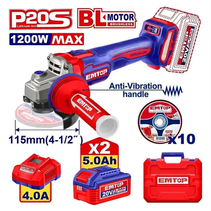 Amoladora Angular Inalámbrica Emtop $256.300 ef / $260.020mp