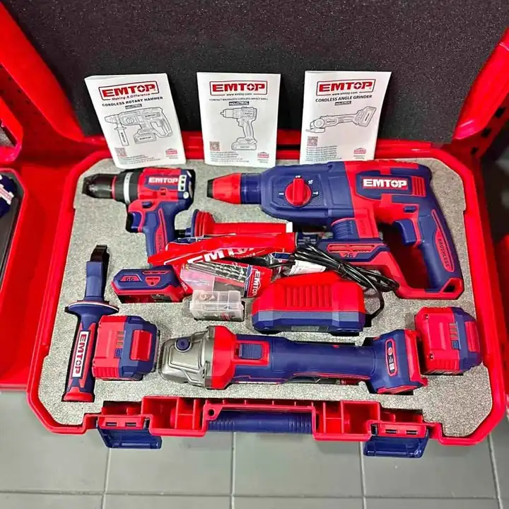 Combo taladro 55nm + amoladora 1200w + Rotomartillo 26mm y accesorios $425.900
