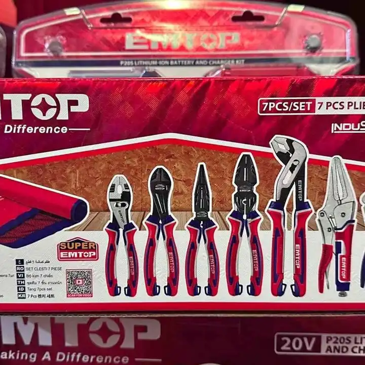 Set de pinzas alicates 7pzs Emtop $89.900