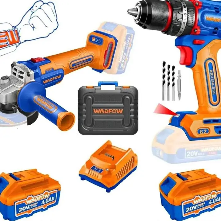 Taladro 62nm + Amoladora Wadfow 20v $237.500 ef / $244.300 mp