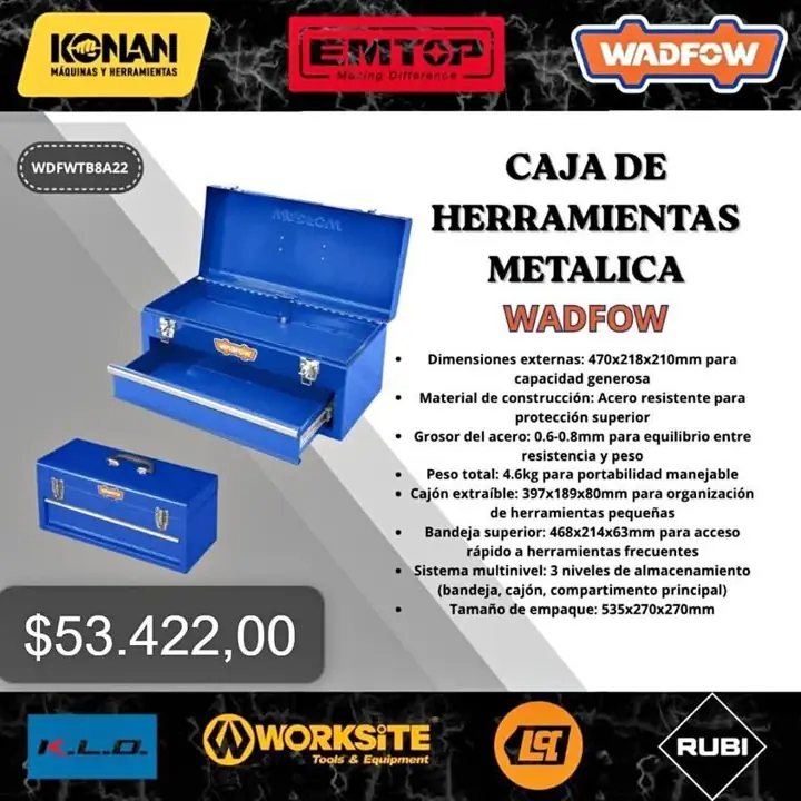 Caja de herramientas metálica wadfow