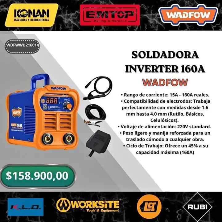 Soldadora inverter mma 160a wadfow