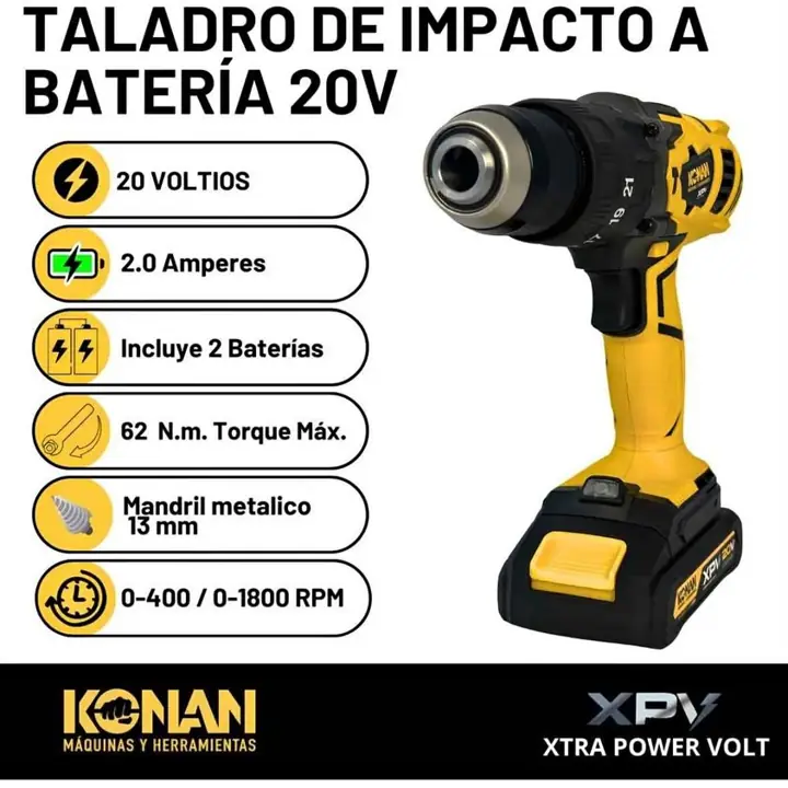 Taladro 62Nm 20V konan $99,800 ef / $101,225 mp