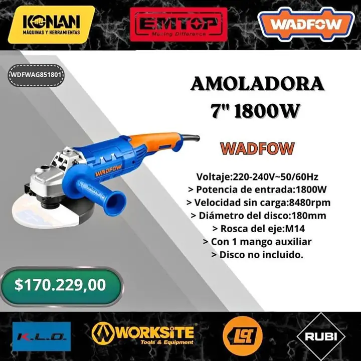 Amoladora 7" 1800w wadfow