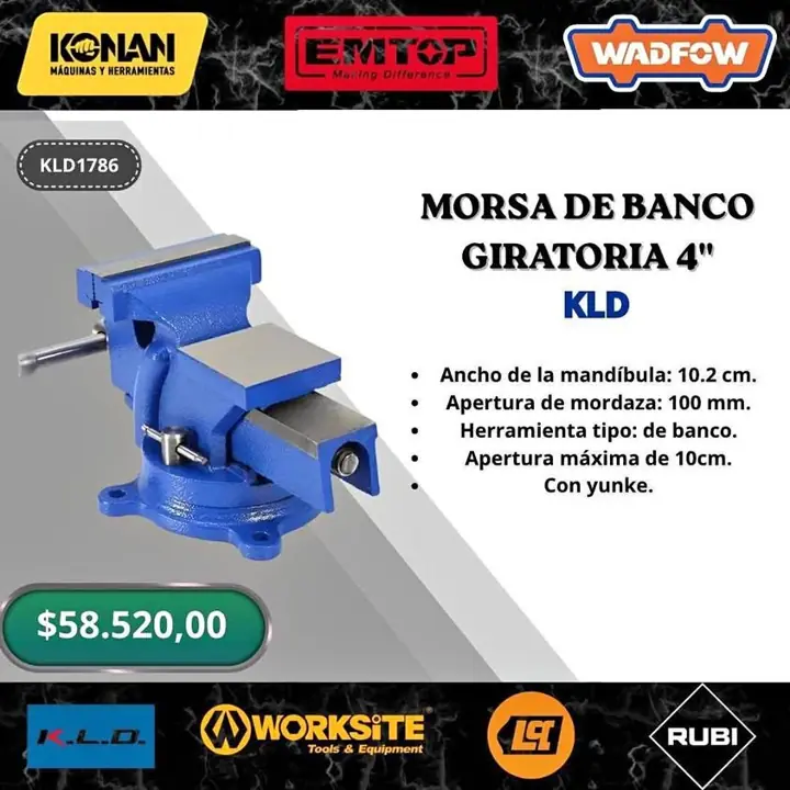 Morsa de banco giratoria 4" kld
