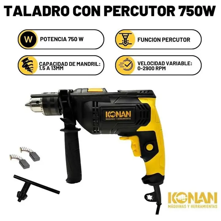 Taladro Percutor 750W Konan $40.000 ef / $46.966 mp