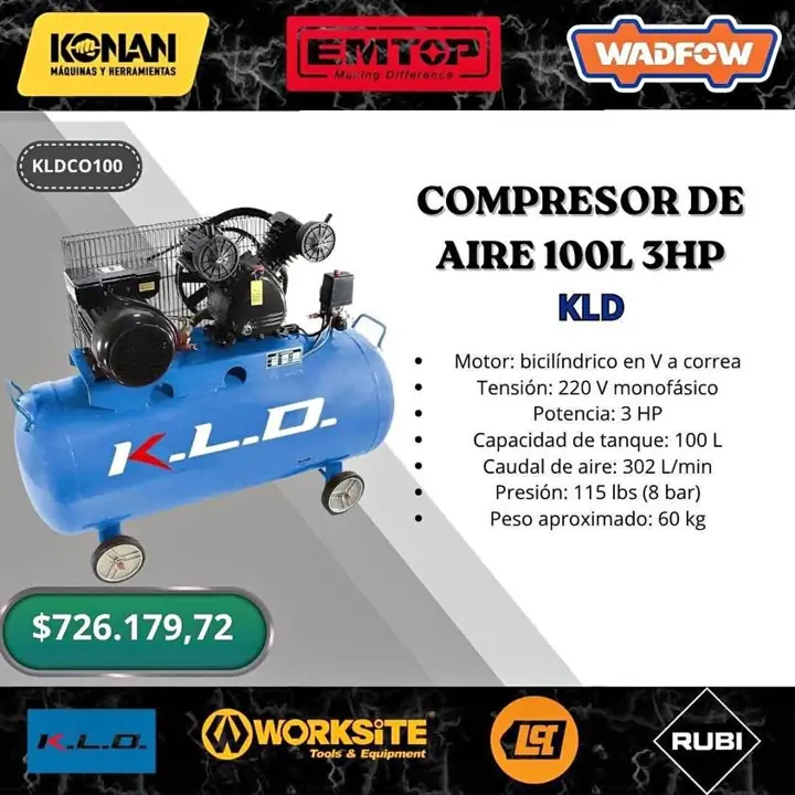 Compresor 100l 3hp kld