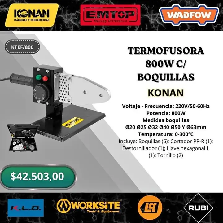 Termofusora 800w con boquillas konan