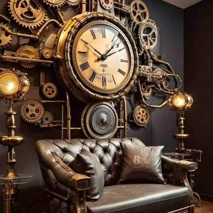 Decoración de pared reloj con engranajes
