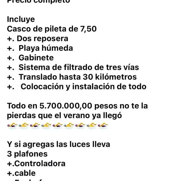 Piscina en promocion