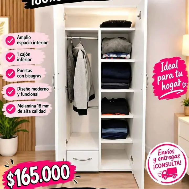 Hola buenas! Tengo en promo placard c/puertas 180x60x45 $165.000 Hacemos envíos! para hac