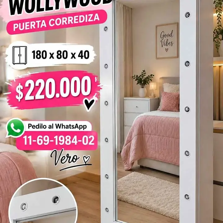 Buenas tengo placard WOLLYWOOD puerta corrediza 180x90x40