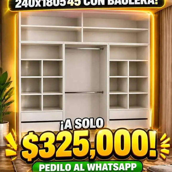Hola buenas! tengo vestidor en tres módulos + baulera 240x180x45 a solo $325.000 ha