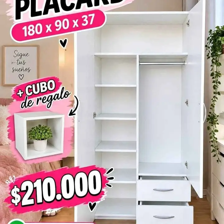 Hola buenas! Tengo en promo placard c/puertas 180x90x37 $200.000 Hacemos envíos! para hac