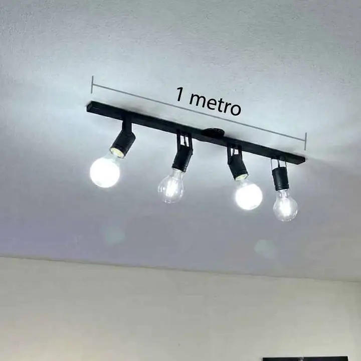 Lampara moderna 1 mtr con 4 spots rosca e27(lamparas comunes)