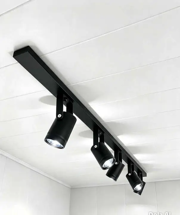 Lampara moderna spots movibles de 1,30mtr con 5 spots para dicroicas minimalista deco locales hogar