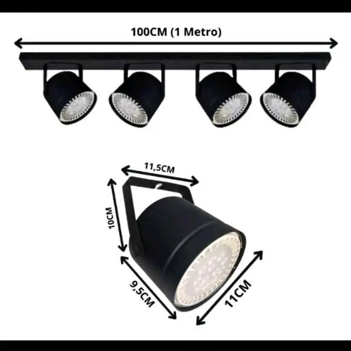 Lampara moderna de 1mtr con 4 spots para ar111 iluminacion locales hogar deco minimalista