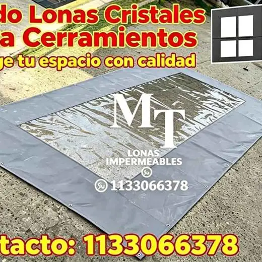 Lonas cristal color gris con ojales incluidos