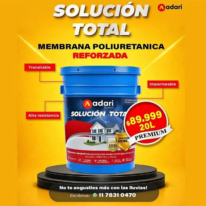 Chau filtraciones y humedad! Solución Total! Membrana c/ poliuretano y pmma tipo industrial X 20 LT