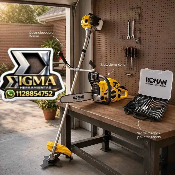 Combo KONAN Desmalezadora 52cc + Motosierra de 20" + Set de mechas y puntas