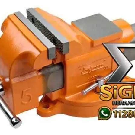Morsa de banco Lüsqtoff LM05 color naranja con base giratoria y mordaza de 125mm de apertura x 12.7c