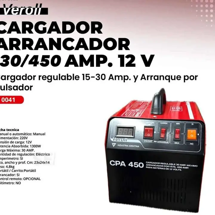 Cargador Arrancador 30/450amp 12v VEROLL