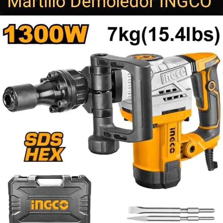 Martillo Demoledor Electrico 1300w 20j con Maletin Ingco