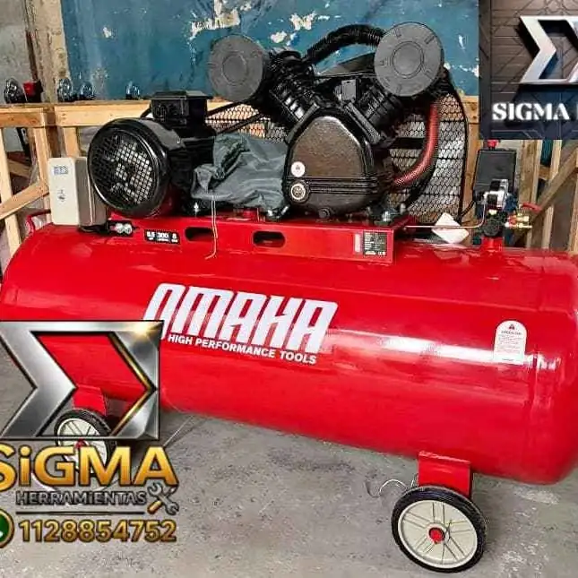 Compresor Bicilíndrico 300 Litros 5.5hp Trifásico Rojo Omaha