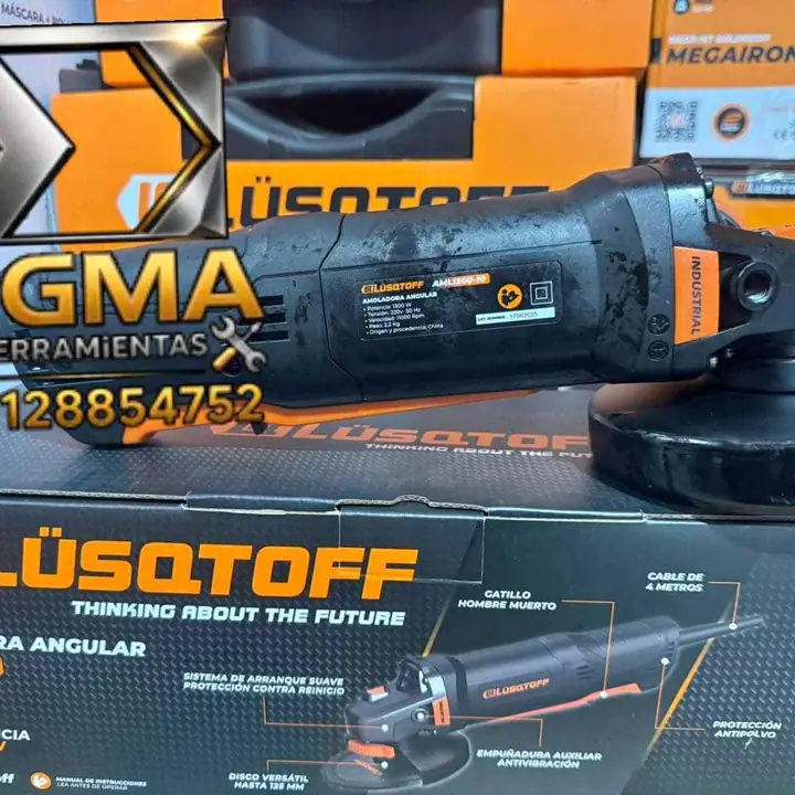 Amoladora Angular 1300w 125mm 11000rpm Gatillo Hombre Muerto M14 Lusqtoff