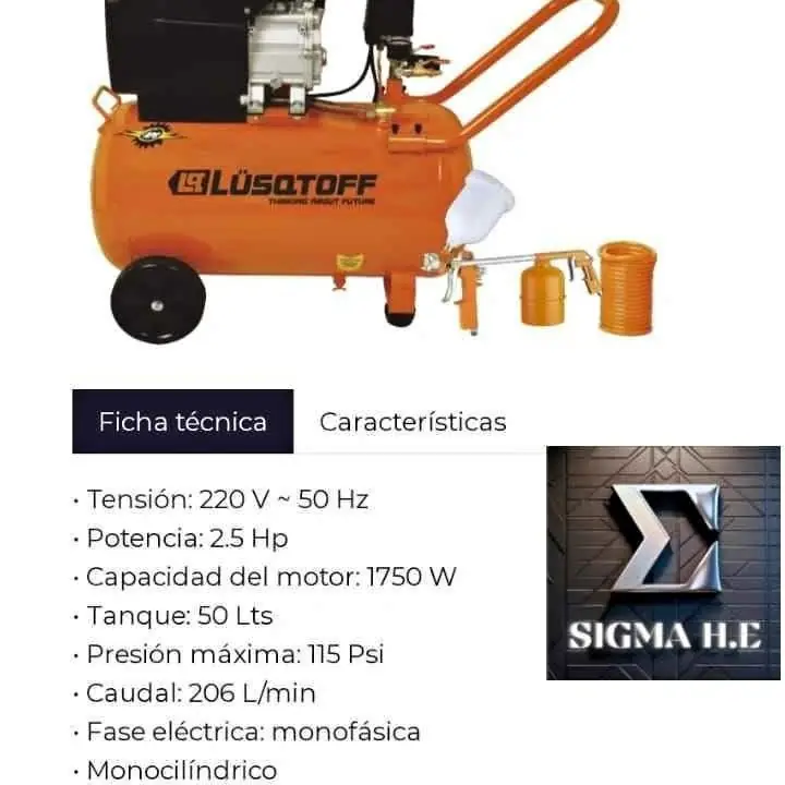 Compresor de 50 LTS + Kit Lusqtoff