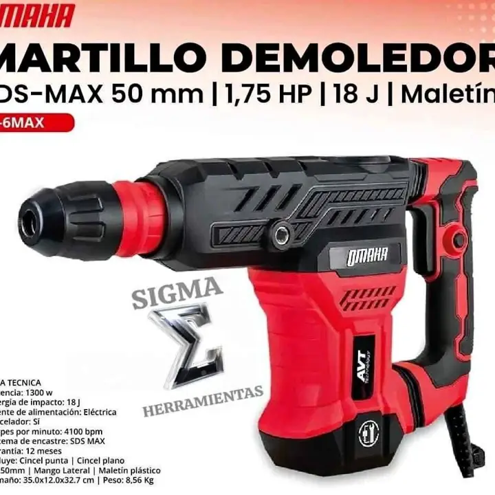 Martillo Demoledor de 1300W 18j OMAHA