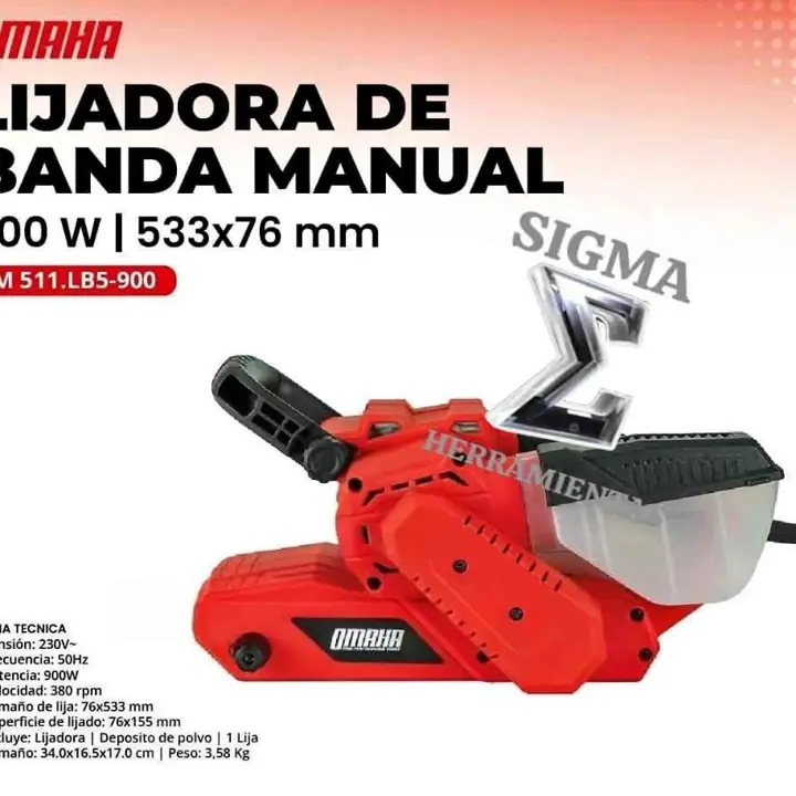 Lijadora de banda 900W con colector Omaha
