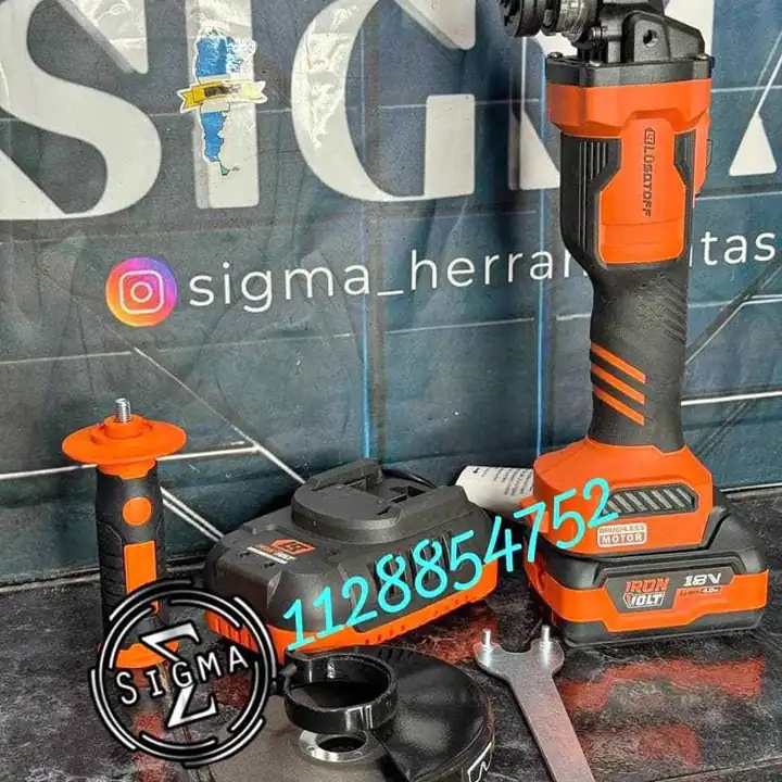 Amoladora Angular a Batería Inalámbrica 115mm 18V Motor Brushless Lusqtoff Naranja