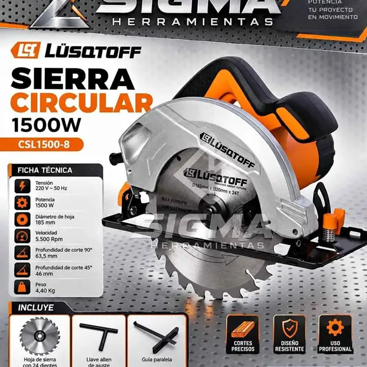 Sierra Circular de 1500w Lusqtoff