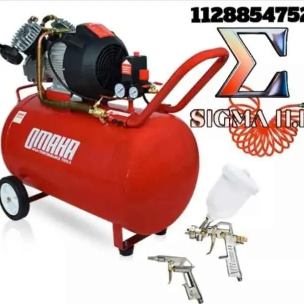 Compresor de Aire 100 Lts Bisilindrico 4 Hp Omaha + Kit Aire