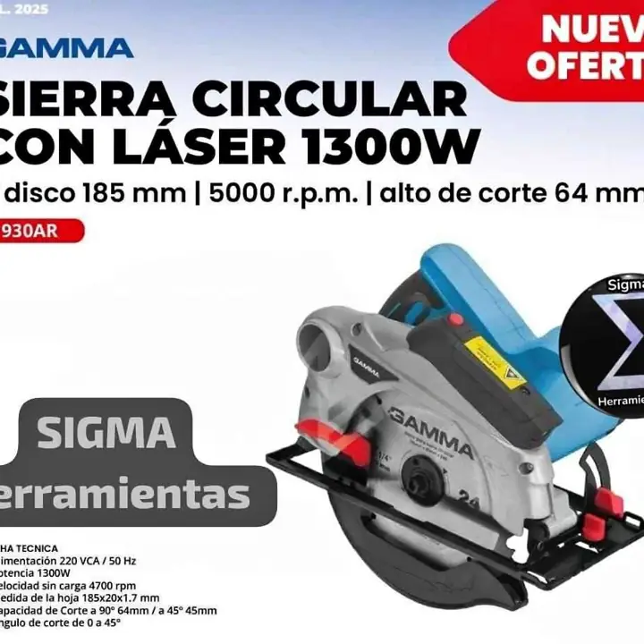 Sierra Circular con Láser 1300W G1930 con Guia Laser Gamma